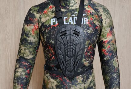 Pescador Sub chest pad on wetsuit