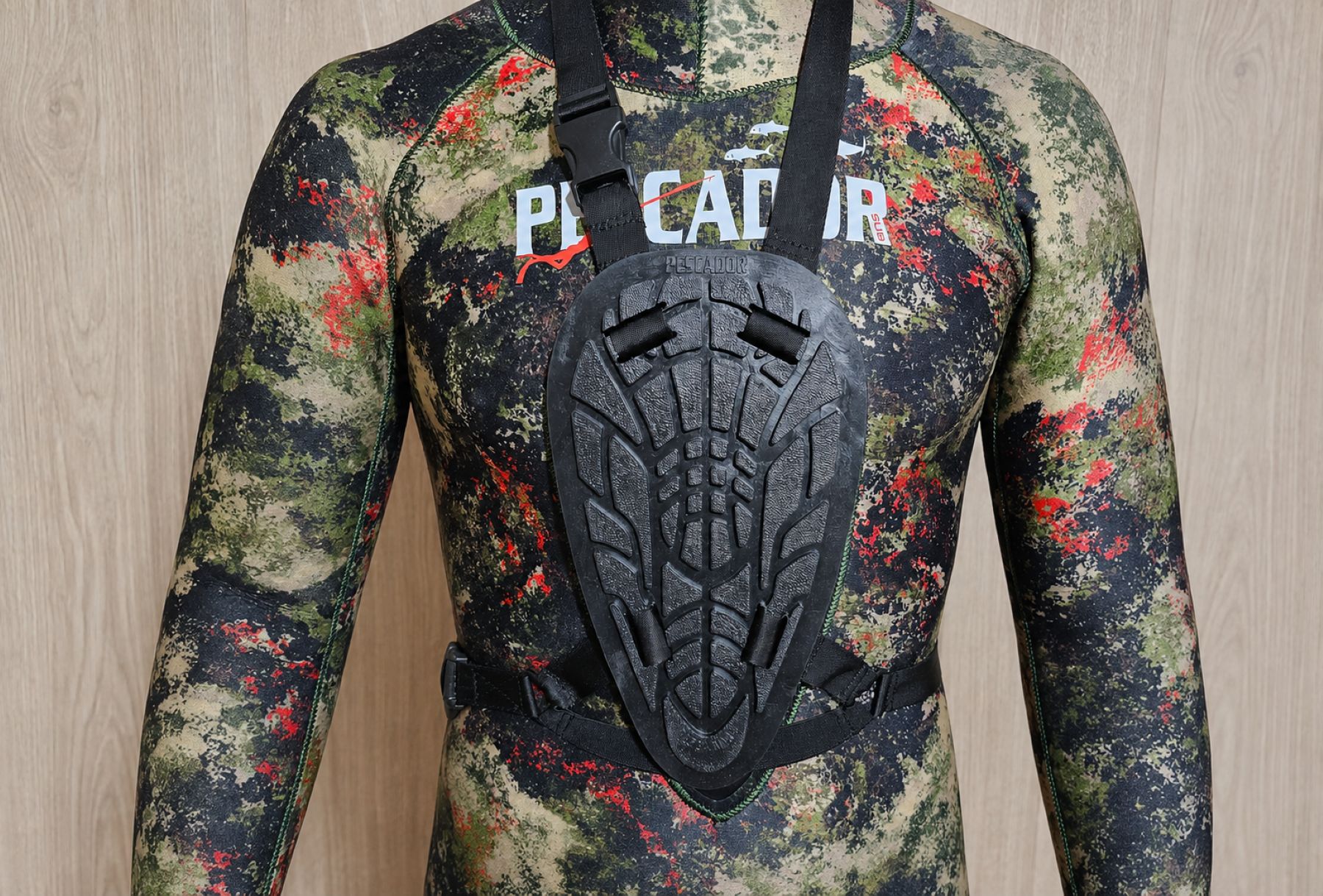 Pescador Sub chest pad on wetsuit Pescador Sub chest pad on wetsuit